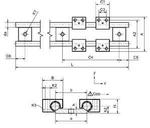 不锈钢导轨V4A双轨Ø10mm